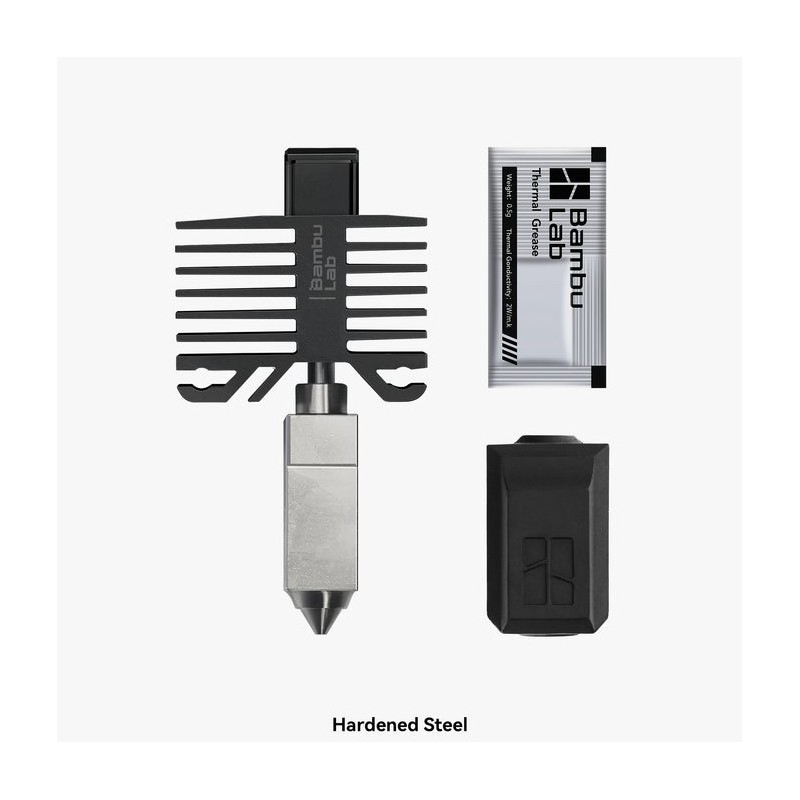 Bambu Hotend with hardened steel nozzle-0.4/0.6/0.8 mm (Compatible with P1P, P1S,X1C)