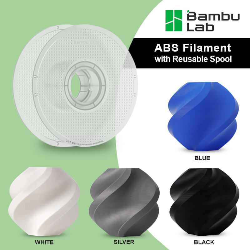 Bambu Lab ABS - 1.75mm, 1kg, 4 Colors (with Reusable Spool)