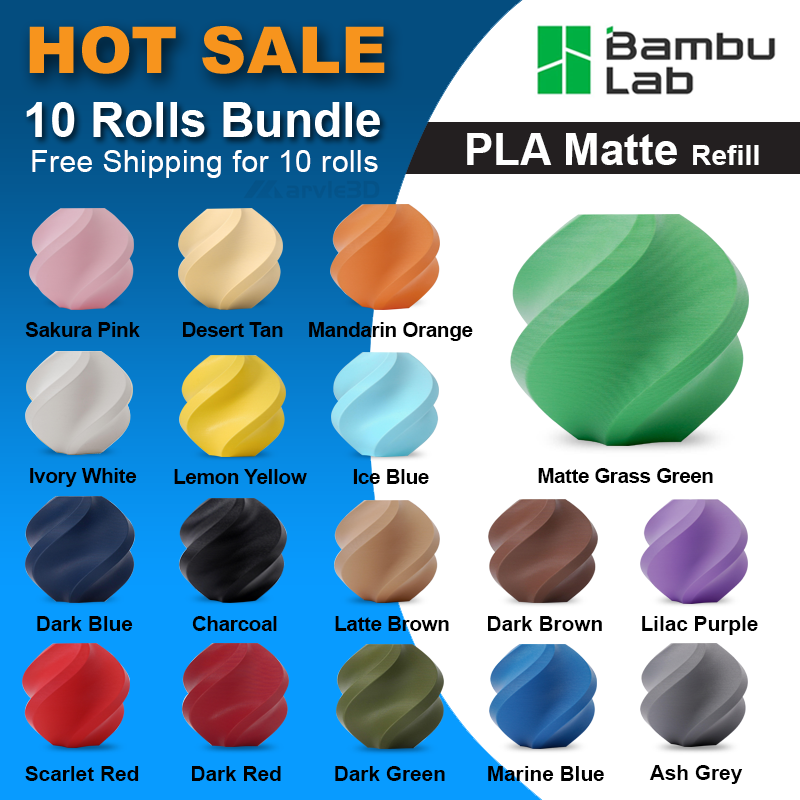 ///HOT SALE/// Bambu Lab PLA Matte - Refill (Without spool) 10 Rolls Bundle [FREE Shipping]