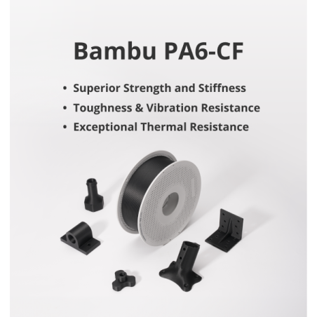 Bambu Lab PA6-CF - 1.75mm, 500g - Black - (with Reusable Spool)