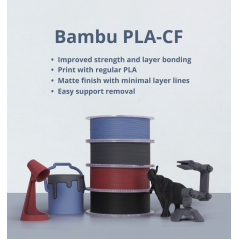 Bambu Lab PLA-CF - 1.75mm, 1kg - Black - (Refill - No Spool)