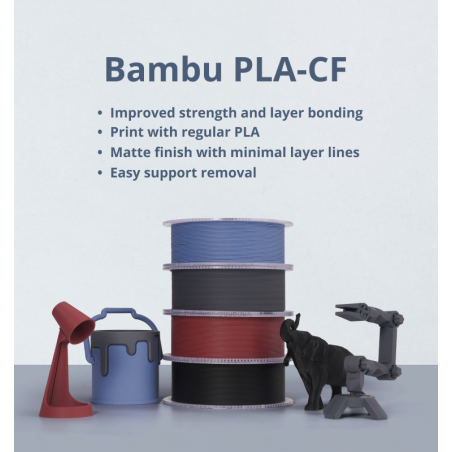 Bambu Lab PLA-CF - 1.75mm, 1kg - Black - (Refill - No Spool)