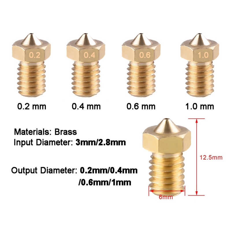 Generic 1.75mm Filament Nozzles - Varied Diameter Sizes