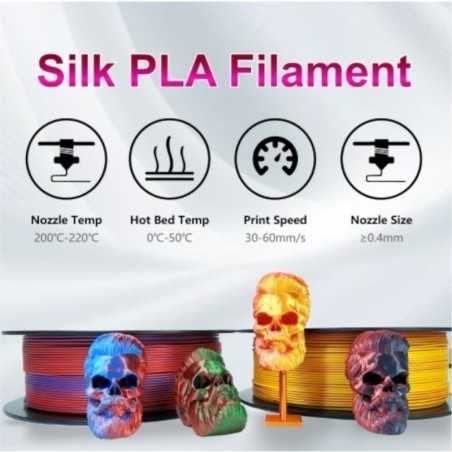 silk tricolor filament, triple color filament,3 colors,pla filament