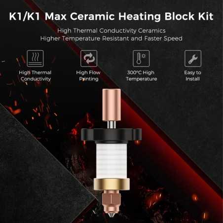 Creality K1 MAX Ceramic Heating Block Hotend Kit with 32mm³/s High Flow,  Supports 300°C High Temperature and 600mm/s High-speed Printing, High  Thermal